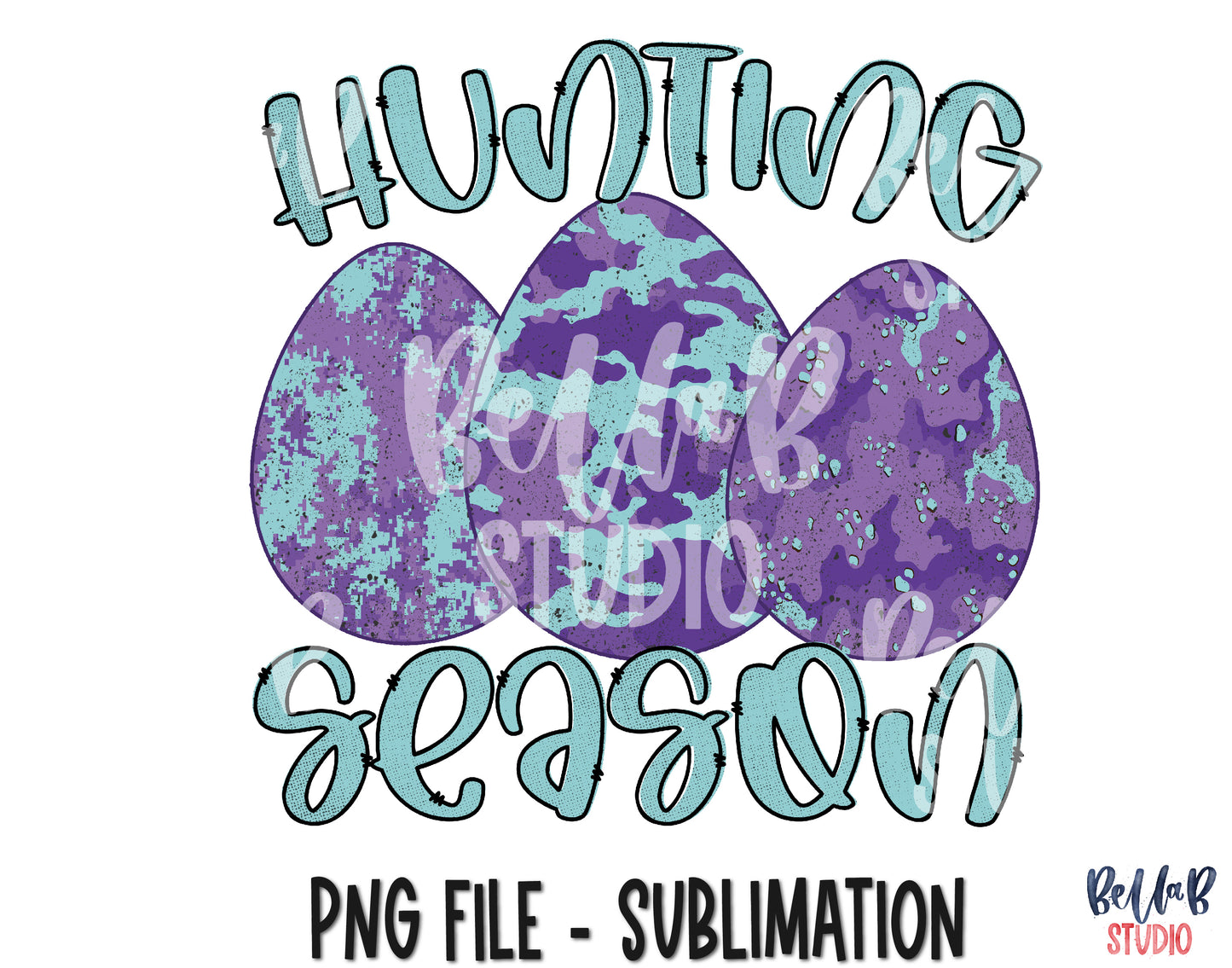 Hunting Season - Purple Camo Easter Eggs Sublimation Design
