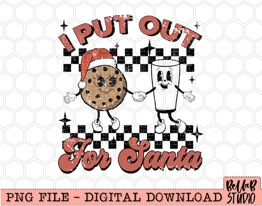 I Put Out For Santa Checker Retro Mascots PNG Design