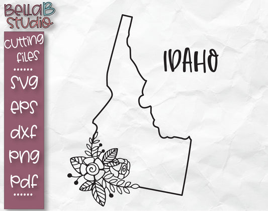 Floral Idaho Map SVG File