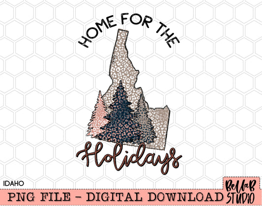Home For The Holidays -Christmas Idaho PNG Design