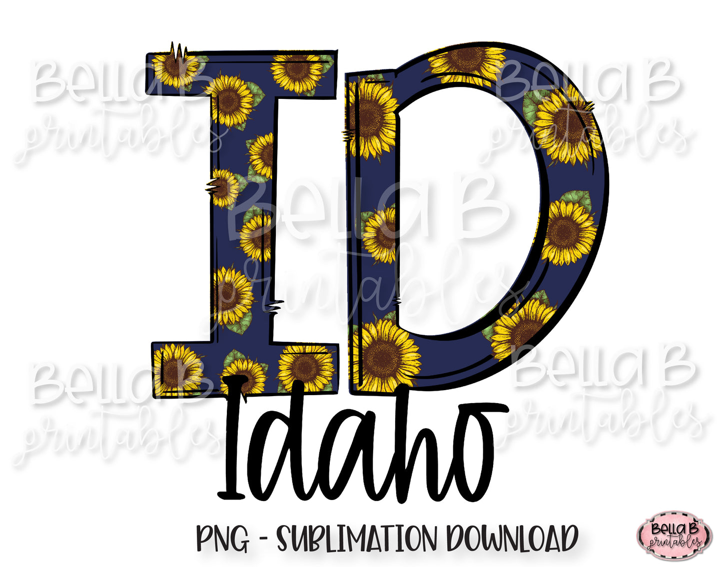 Sunflower Idaho State Sublimation Design