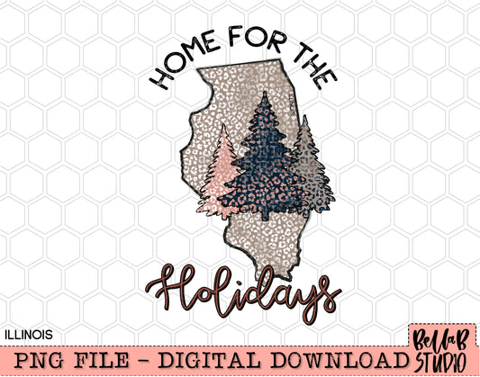Home For The Holidays -Christmas Illinois PNG Design