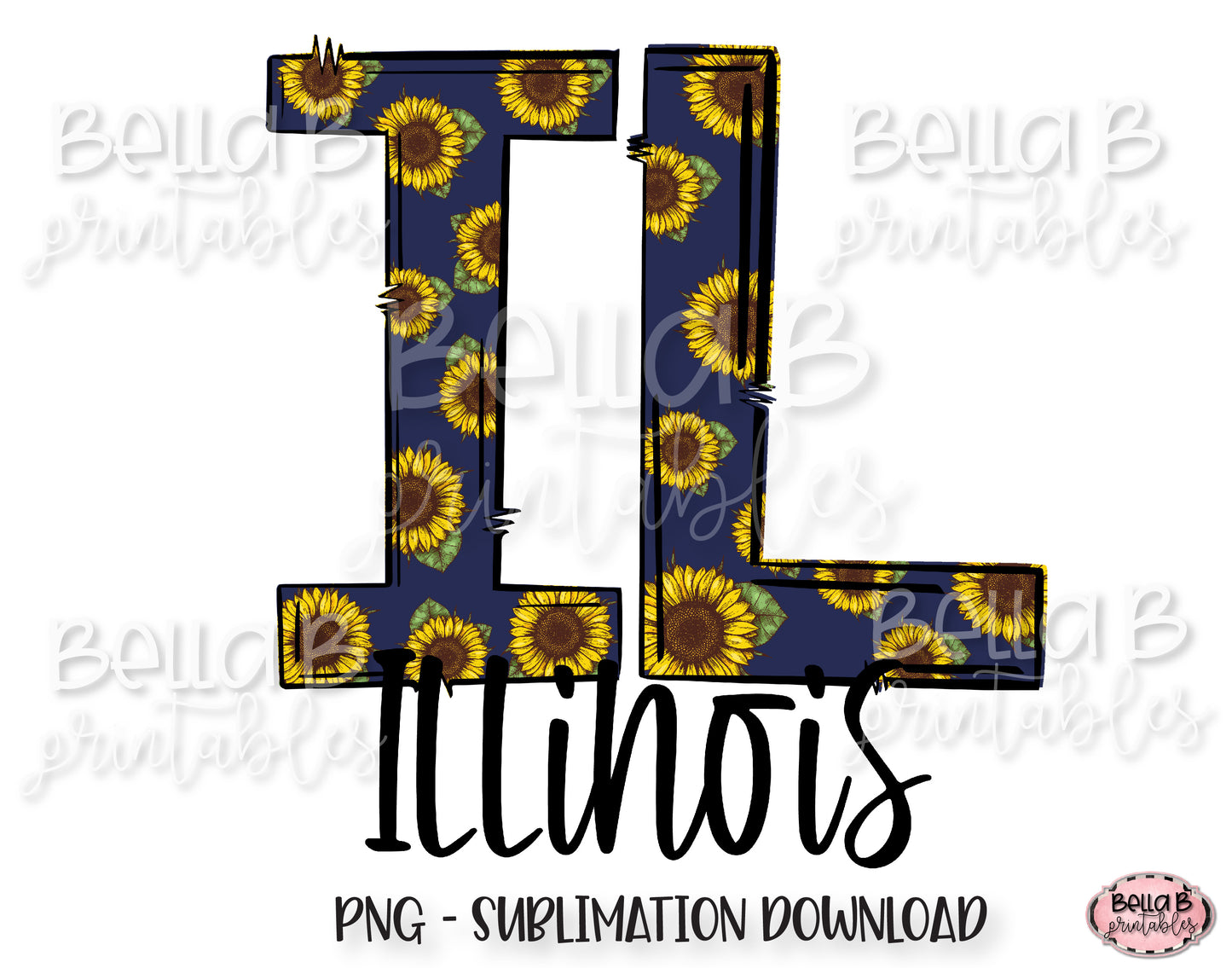 Sunflower Illinois State Sublimation Design