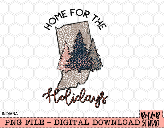 Home For The Holidays -Christmas Indiana PNG Design