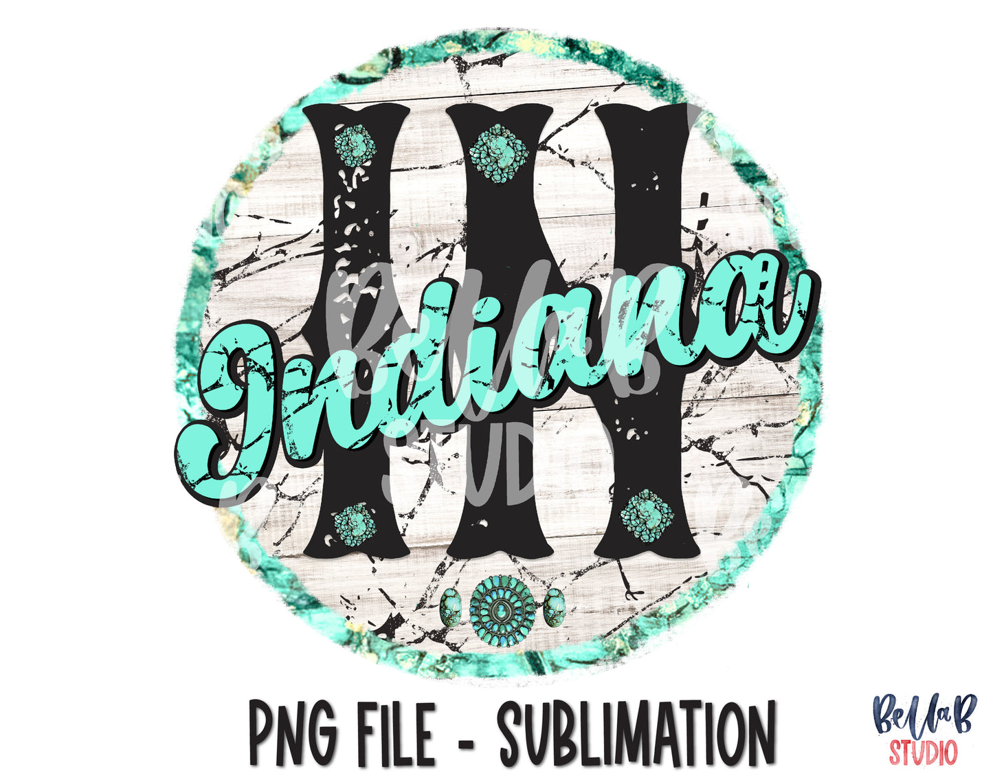 Indiana Turquoise Sublimation Design