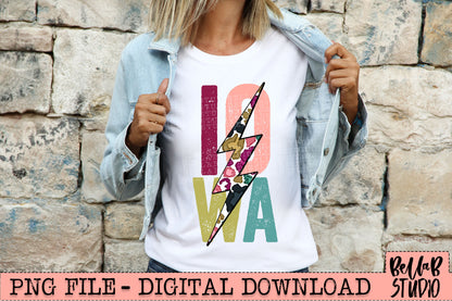 IOWA Bright Leopard Bolt Sublimation Design