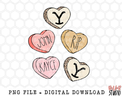John Rip Kayce Candy Hearts PNG Sublimation Design