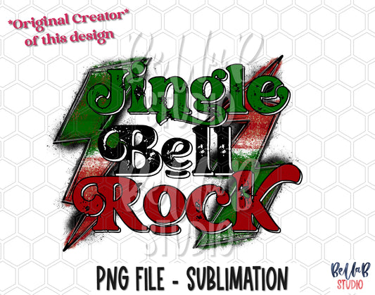 Jingle Bell Rock Lightning Bolts Sublimation Design