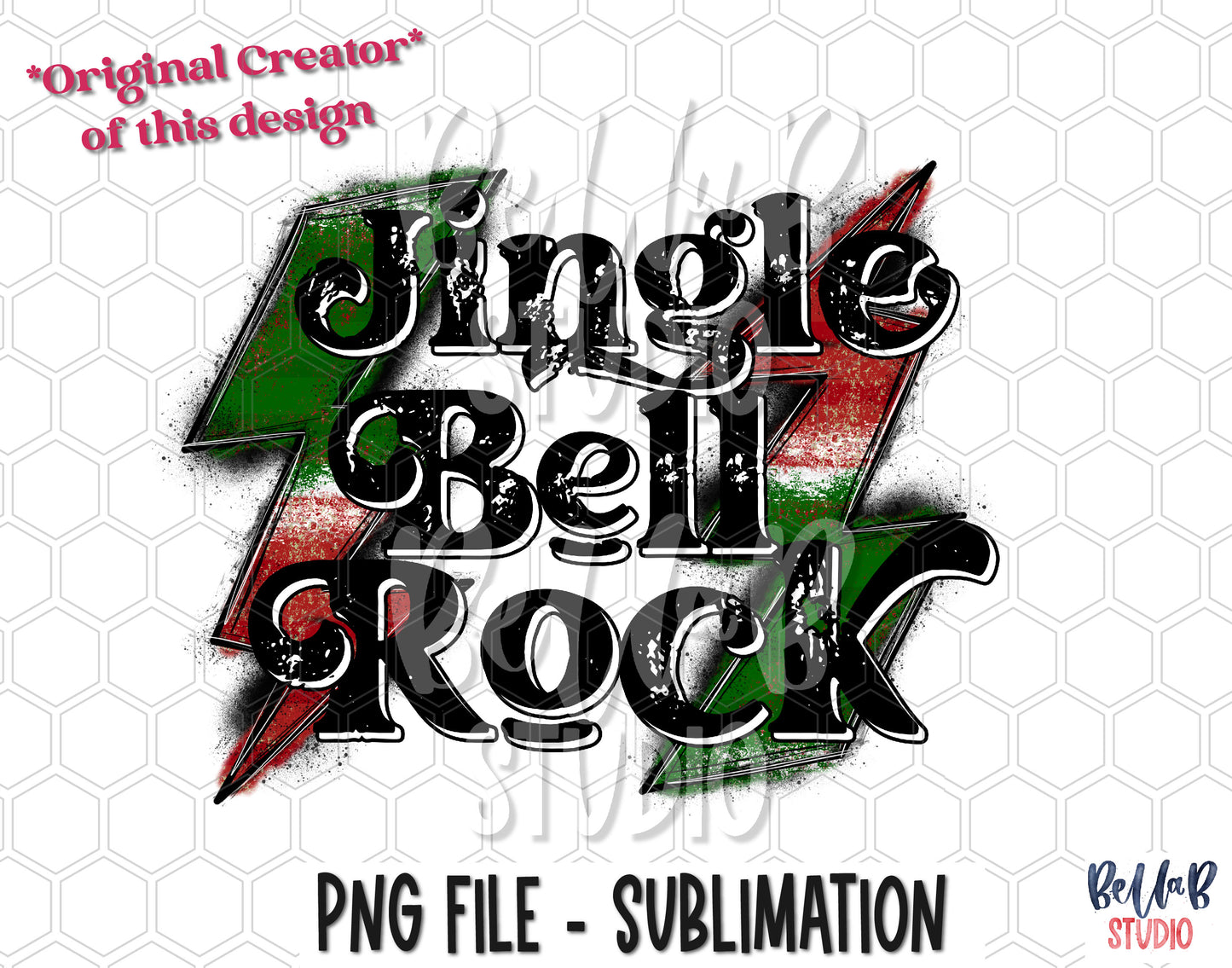Jingle Bell Rock Lightning Bolts Sublimation Design