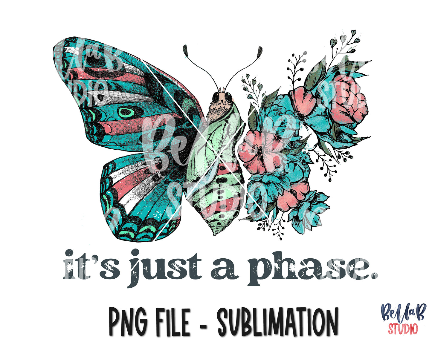 Vintage Butterfly It's Just a Phase Sublimation Design