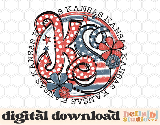 Kansas Retro Flowers PNG Design