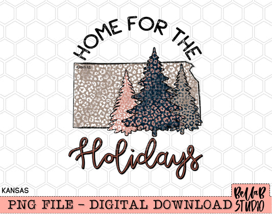 Home For The Holidays -Christmas Kansas PNG Design