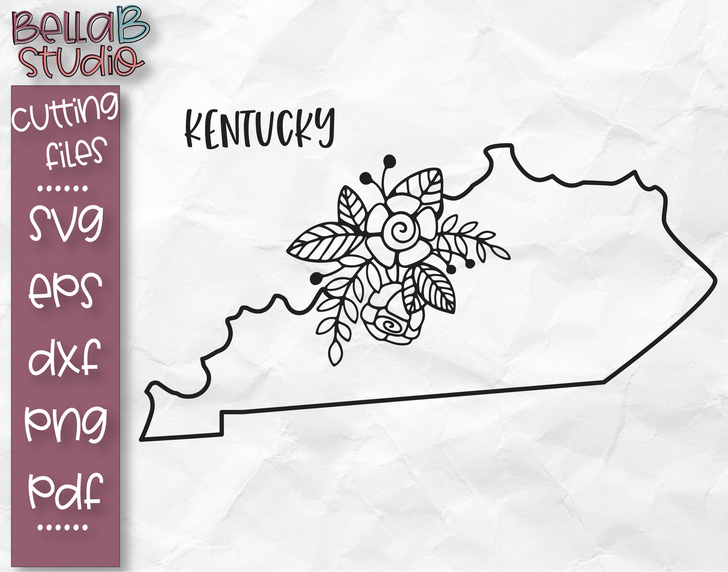 Floral Kentucky Map SVG File