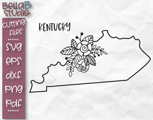 Floral Kentucky Map SVG File