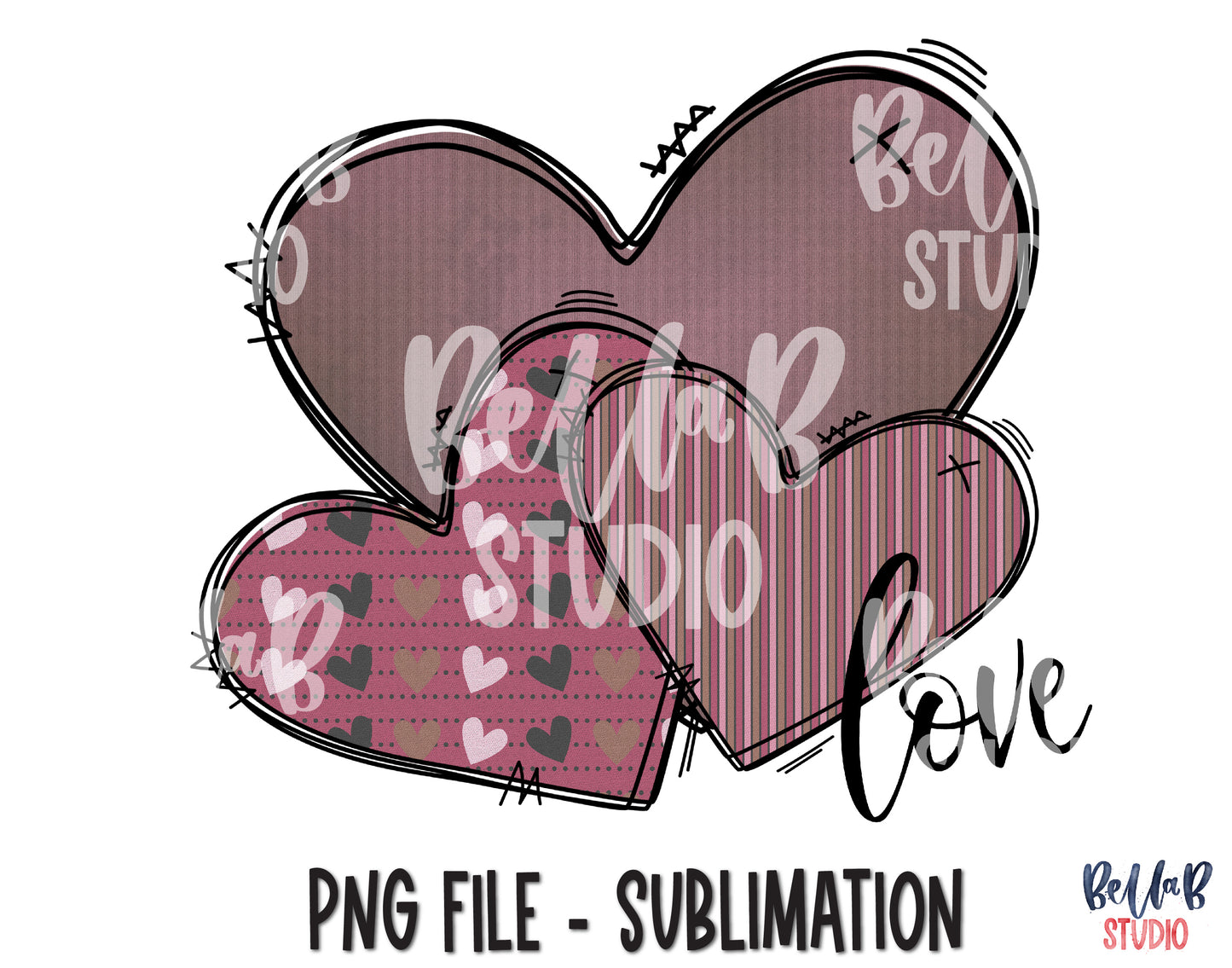 Love Purple Hearts Sublimation Design