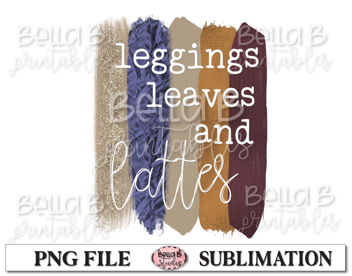 Leggings Leaves and Lattes Sublimation Design