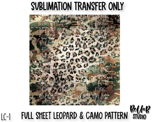 Full Sheet Leopard Camo Sublimation Transfer - Ready To Press -  LPCM1