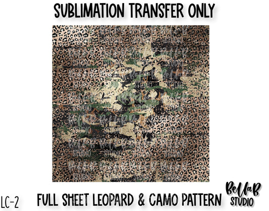 Full Sheet Leopard Camo Sublimation Transfer - Ready To Press -  LPCM2