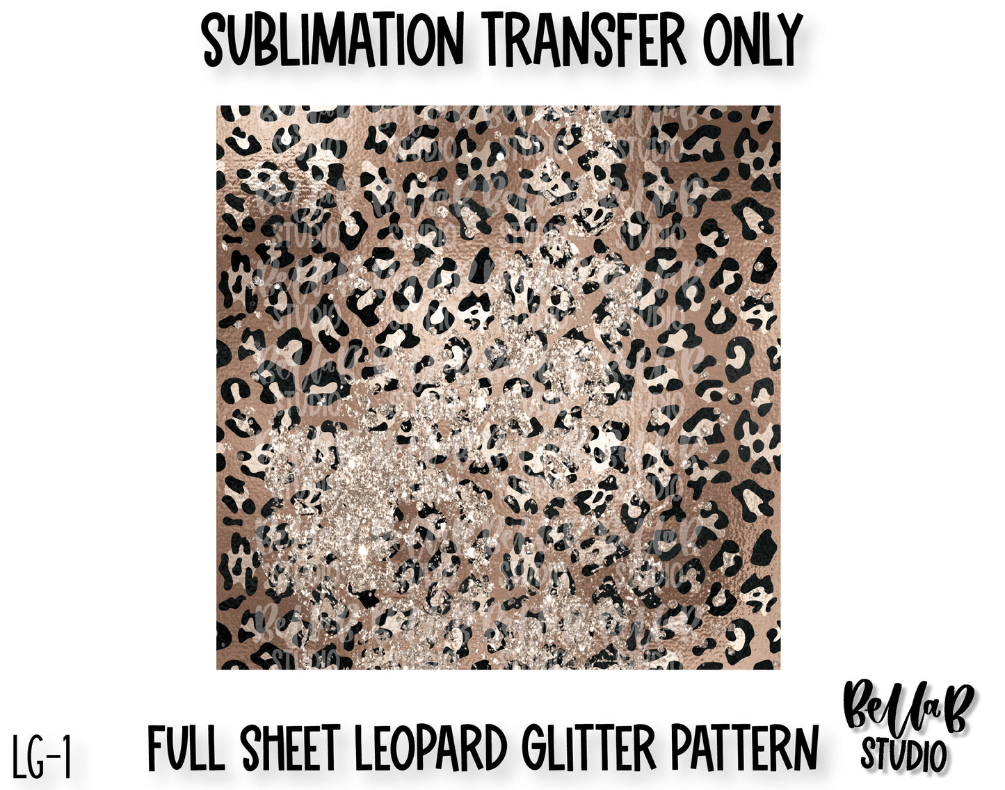 Full Sheet Leopard Glitter Sublimation Transfer - Ready To Press -  LPGLT1