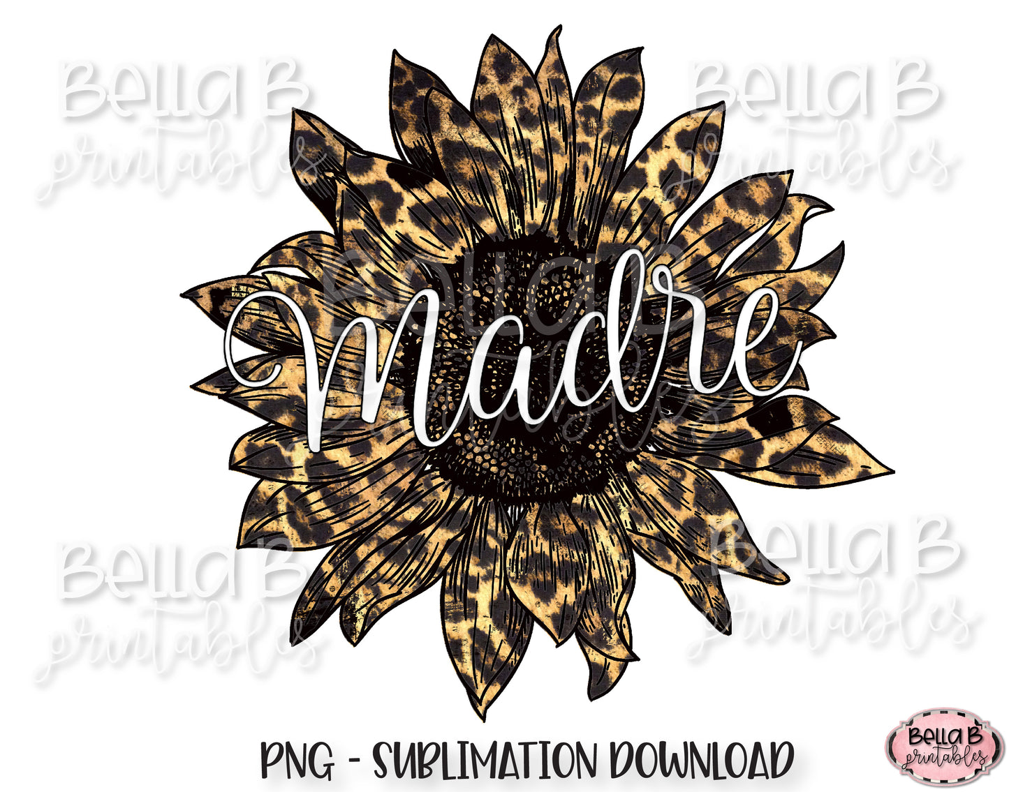 Madre Leopard Sunflower Sublimation Design