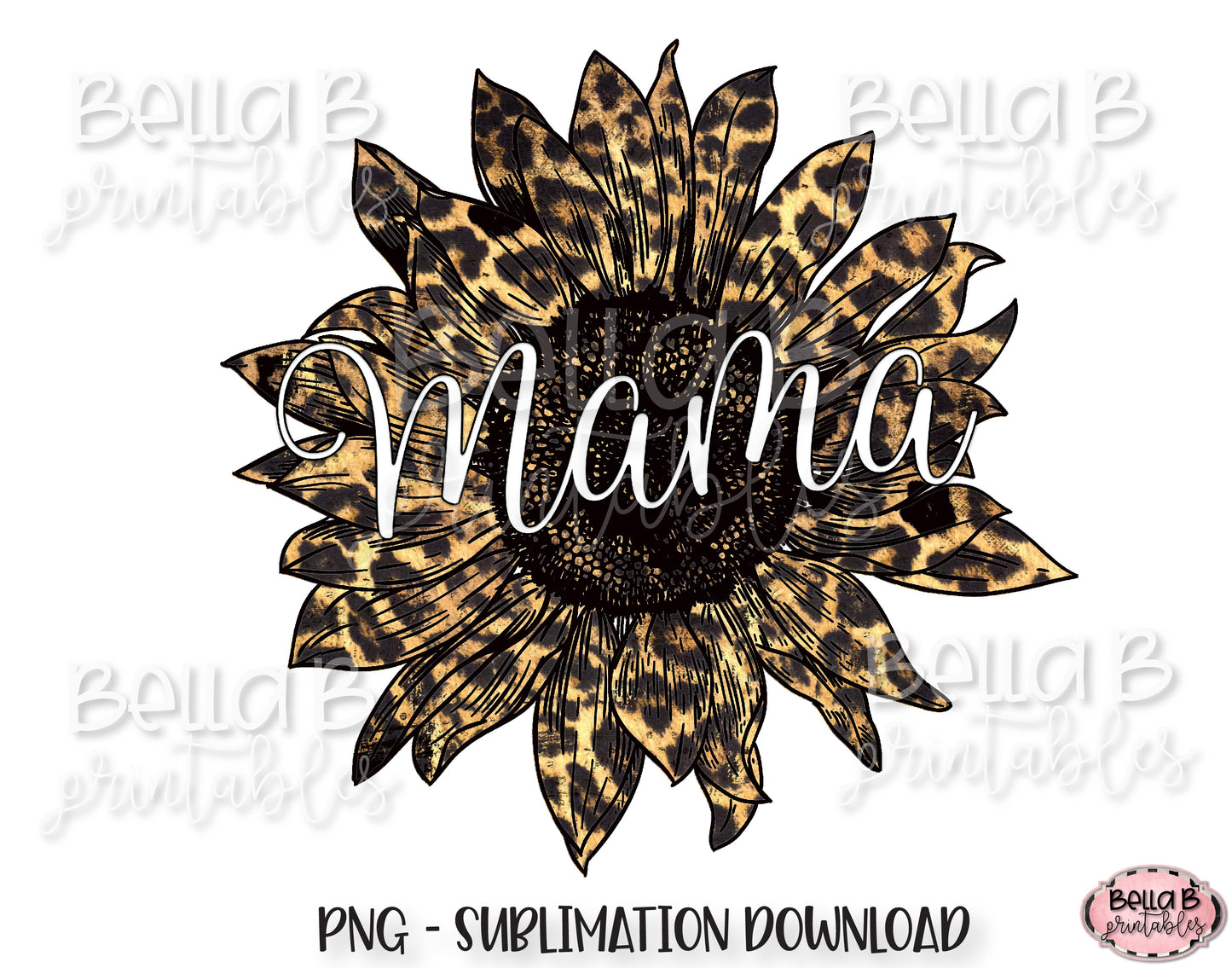 Mama Leopard Sunflower Sublimation Design