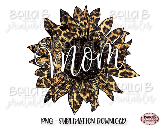 Mom Leopard Sunflower Sublimation Design