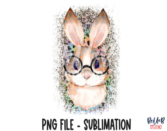 Leopard Bunny with Glasses Sublimation Design