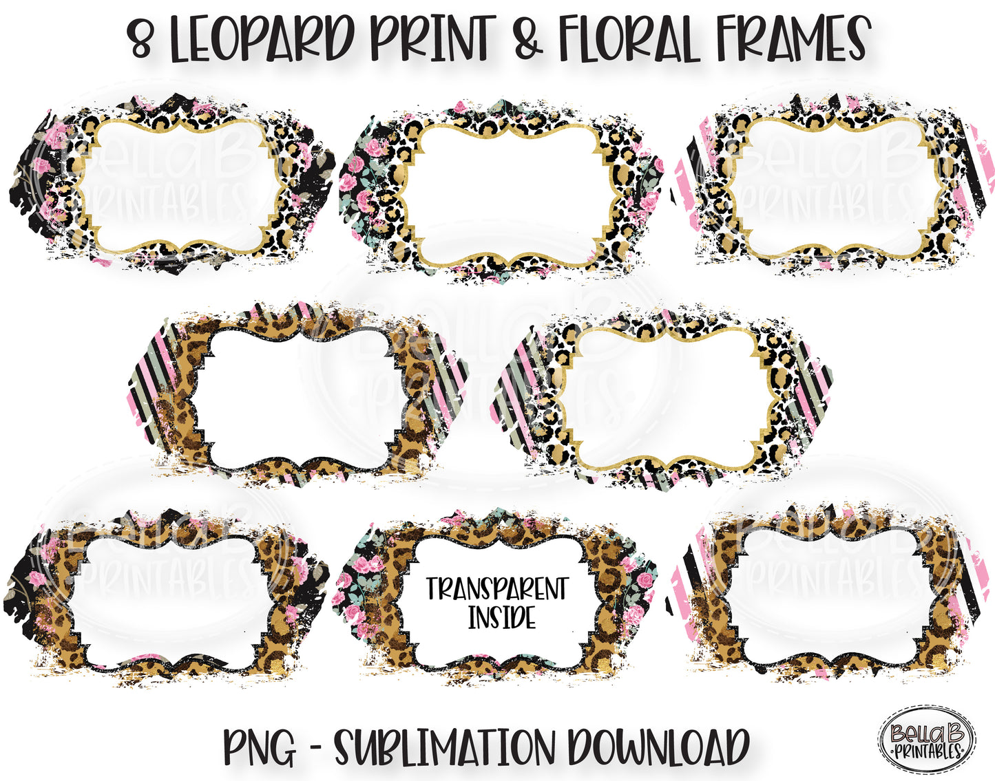 Floral Leopard Print Sublimation Frames Bundle