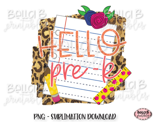 Hello Pre-K Sublimation Design, School Design