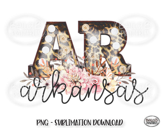 Arkansas State Sublimation Design, Leopard Print Marquee