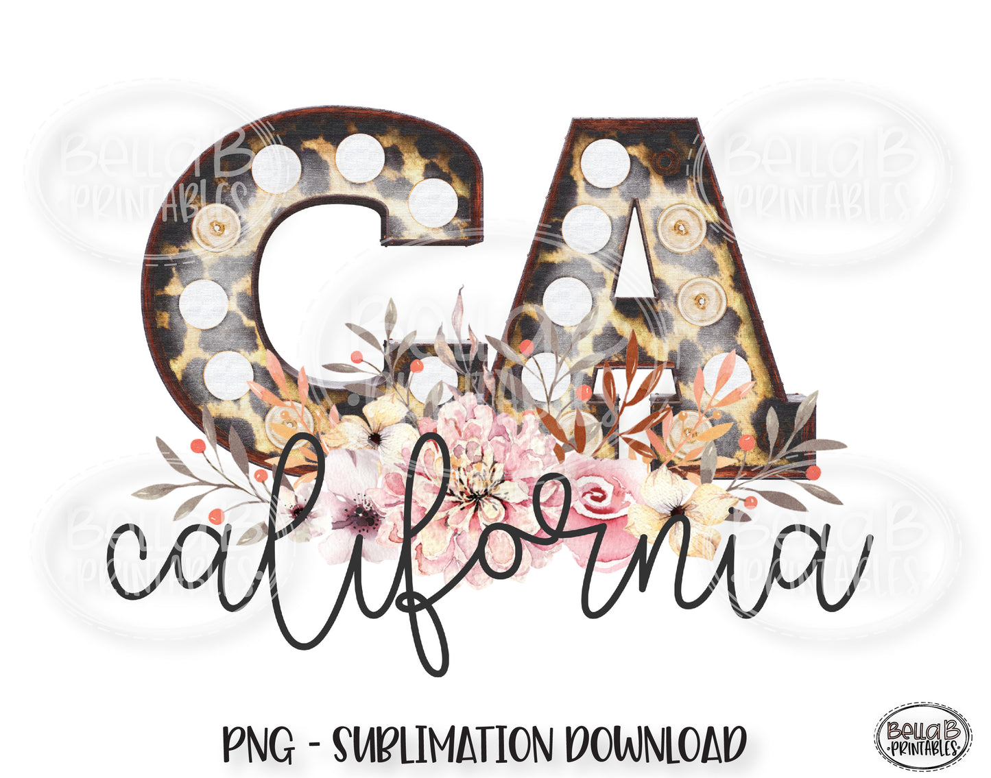 California State Sublimation Design, Leopard Print Marquee