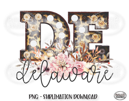 Delaware State Sublimation Design, Leopard Print Marquee