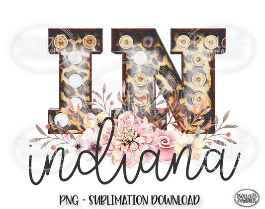 Indiana State Sublimation Design, Leopard Print Marquee