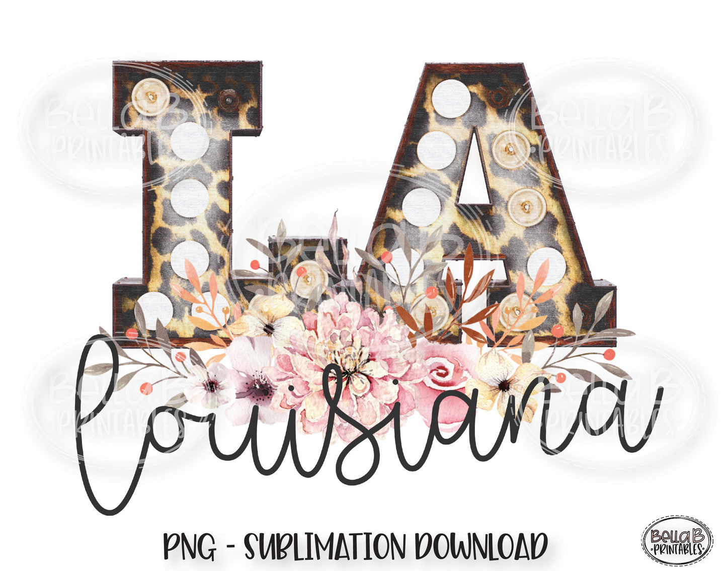 Louisiana State Sublimation Design, Leopard Print Marquee