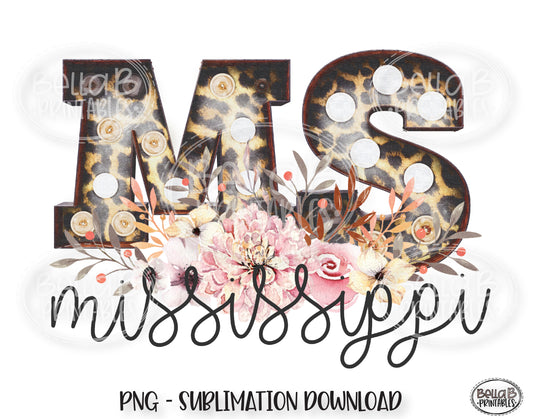 Mississippi State Sublimation Design, Leopard Print Marquee