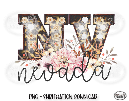 Nevada State Sublimation Design, Leopard Print Marquee