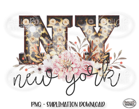 New York State Sublimation Design, Leopard Print Marquee