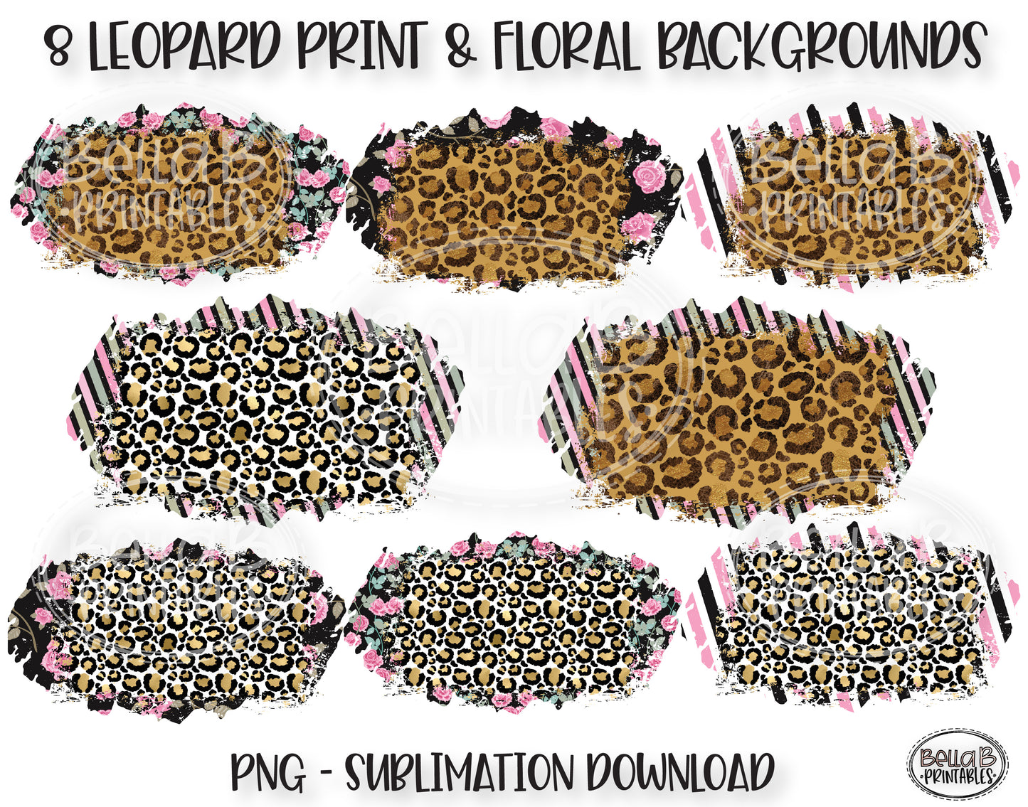 Floral Leopard Print Sublimation Backsplash Bundle