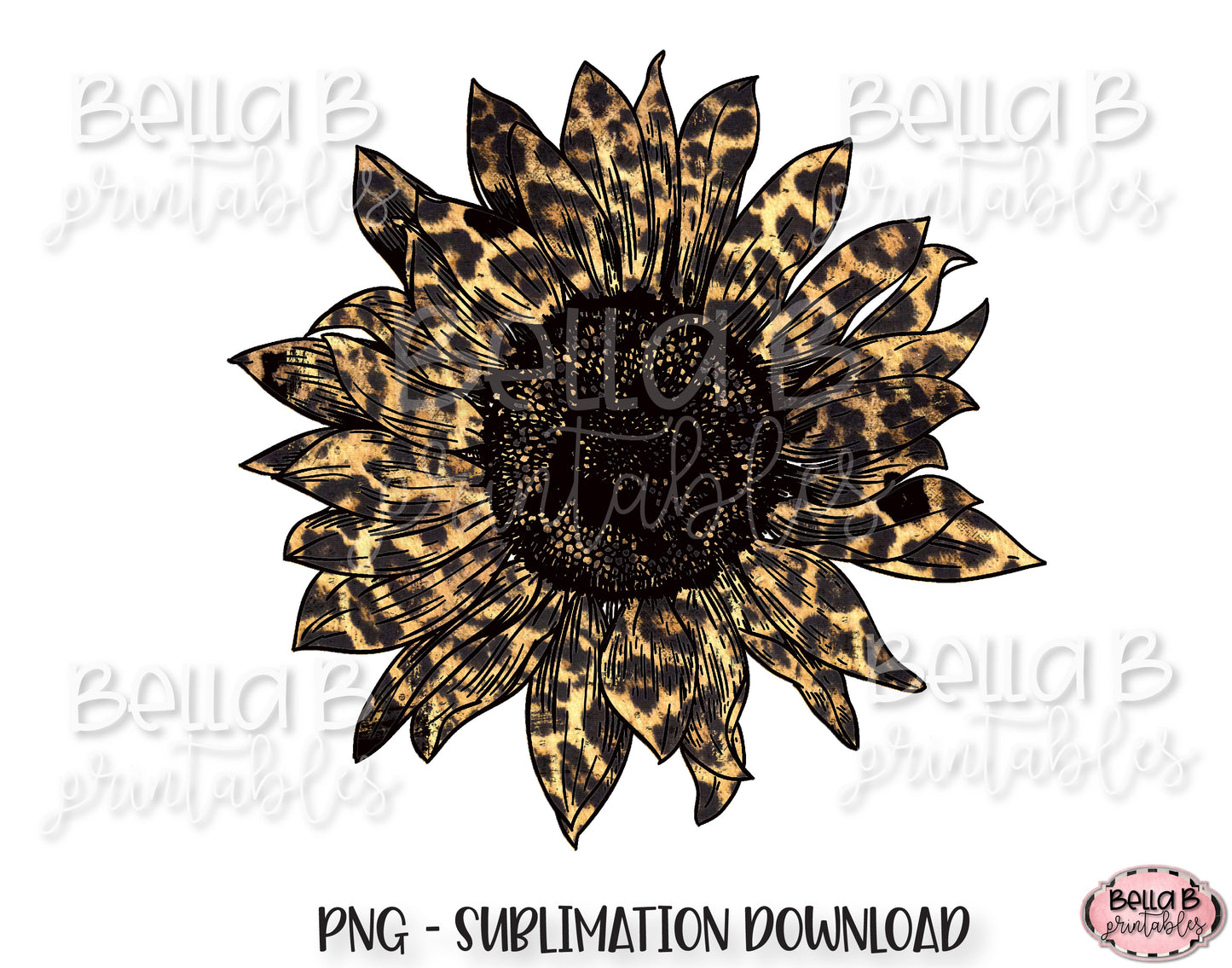 Leopard Print Sunflower Sublimation Design