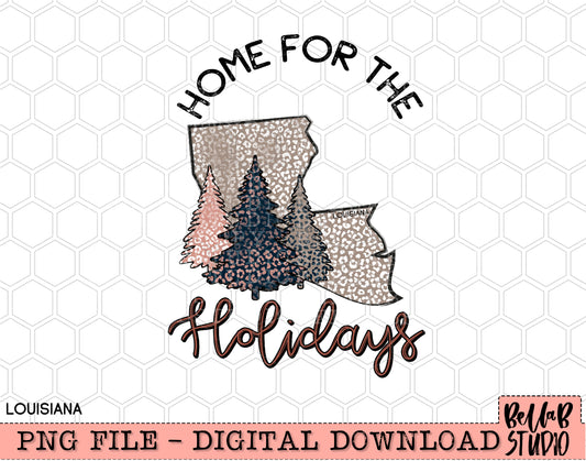 Home For The Holidays -Christmas Louisiana PNG Design