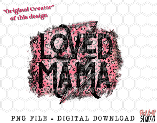 Loved Mama Lightning Bolt PNG Sublimation Design