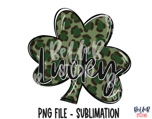 Lucky Leopard Clover Sublimation Design