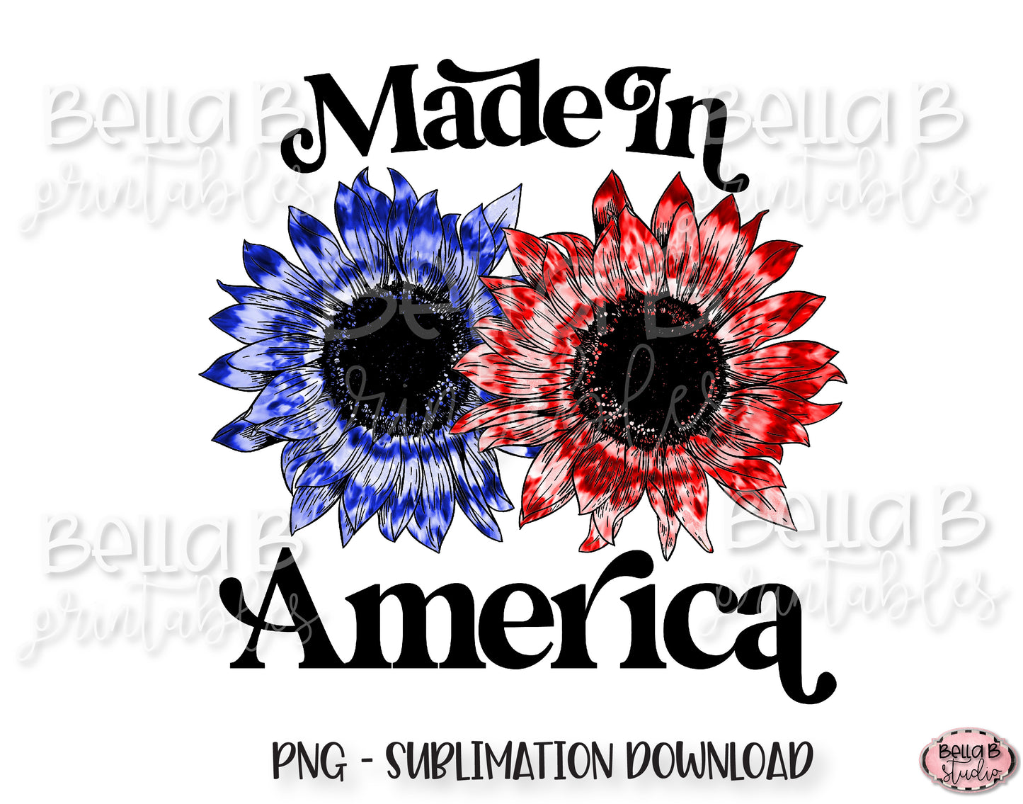 Tie Dye Sunflowers Made In America Sublimation Design