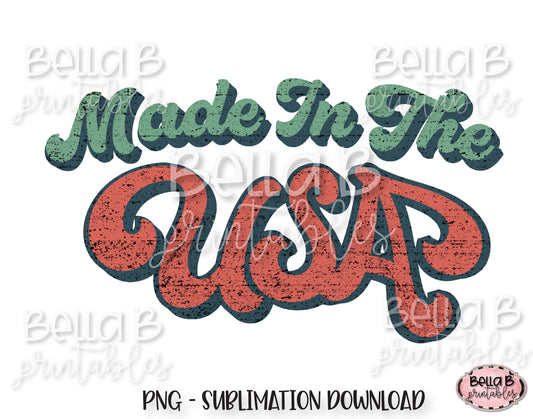 Vintage Made In The USA PNG, Retro America Sublimation Design