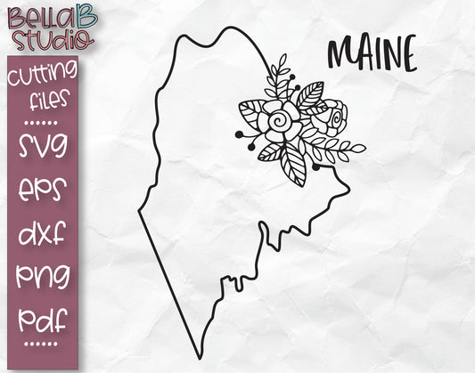Floral Maine Map SVG File
