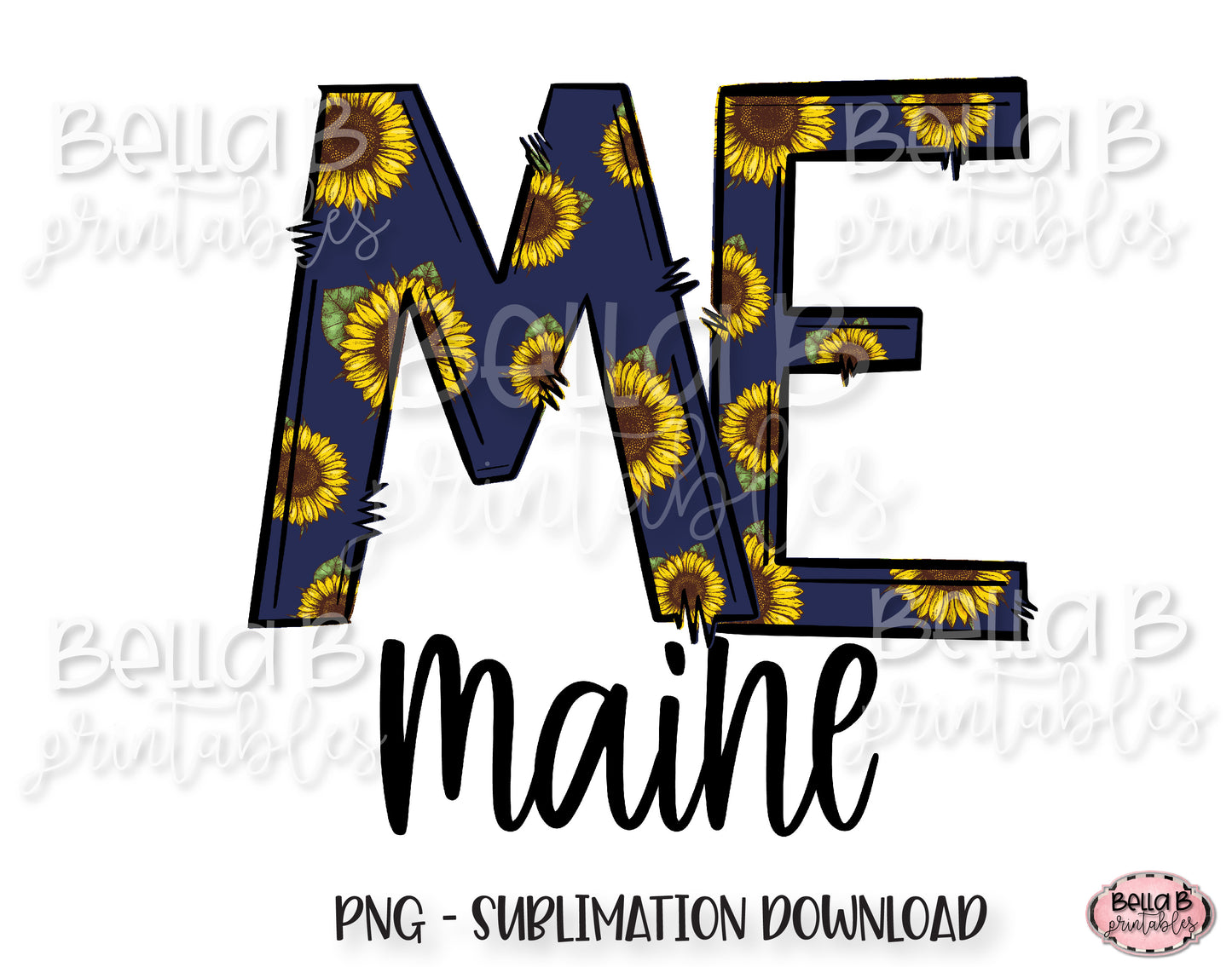 Sunflower Maine State Sublimation Design
