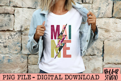 MAINE Bright Leopard Bolt Sublimation Design