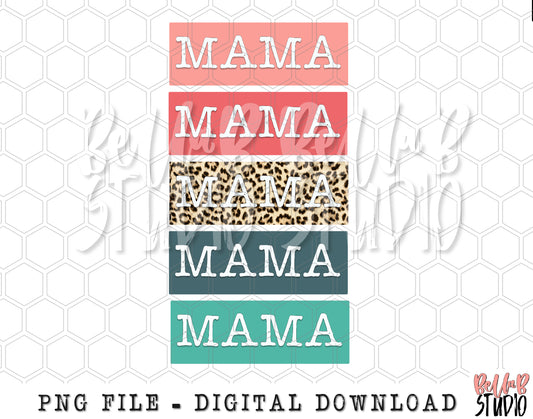 Bright Leopard Mama Blocks Sublimation Design