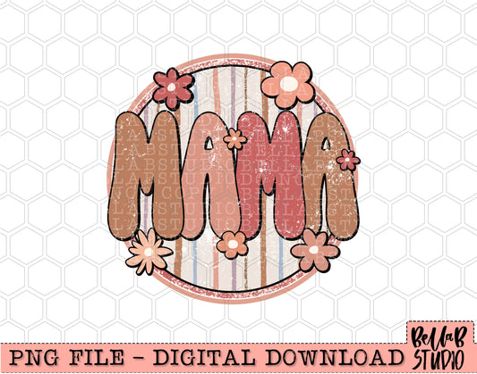 Striped Mama Retro Boho PNG Design