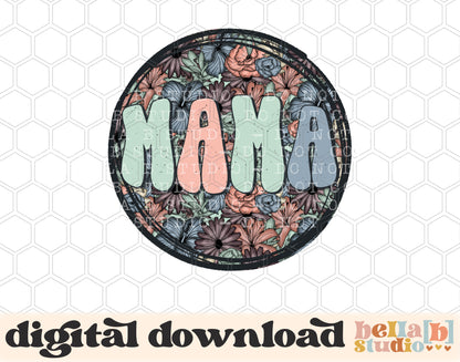 Mama Floral Circle PNG Design